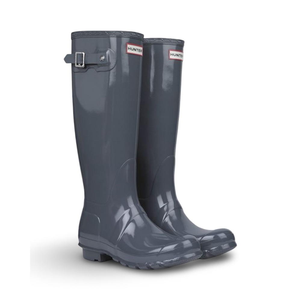 Hunter Original Tall Rain Boots Gray Matte Waterproof Rubber Womens US 7 EU 38